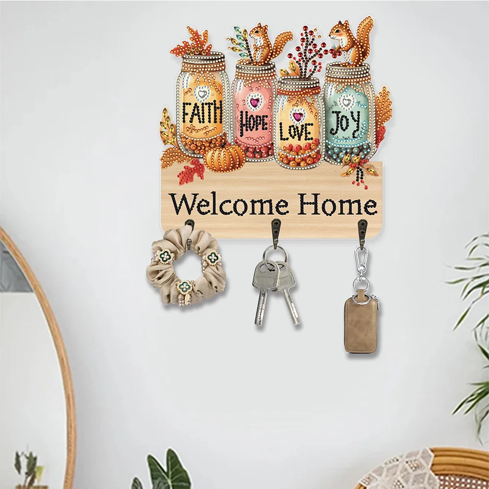 DIY Wooden Vase Diamond Art Hanging Hook Rail Diamond Painting Art Craft Wall Hooks