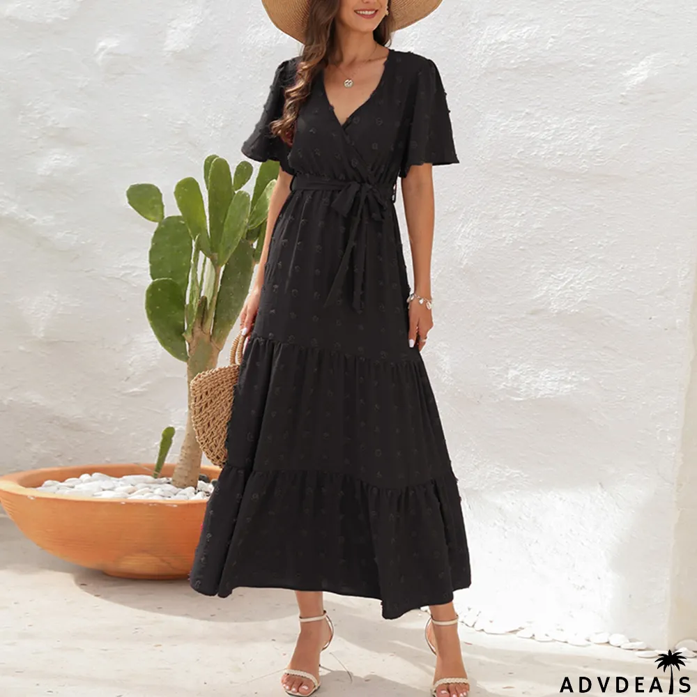 Women's Elegant V Neck High Waist Camisole Casual Fashion Maxi Dress