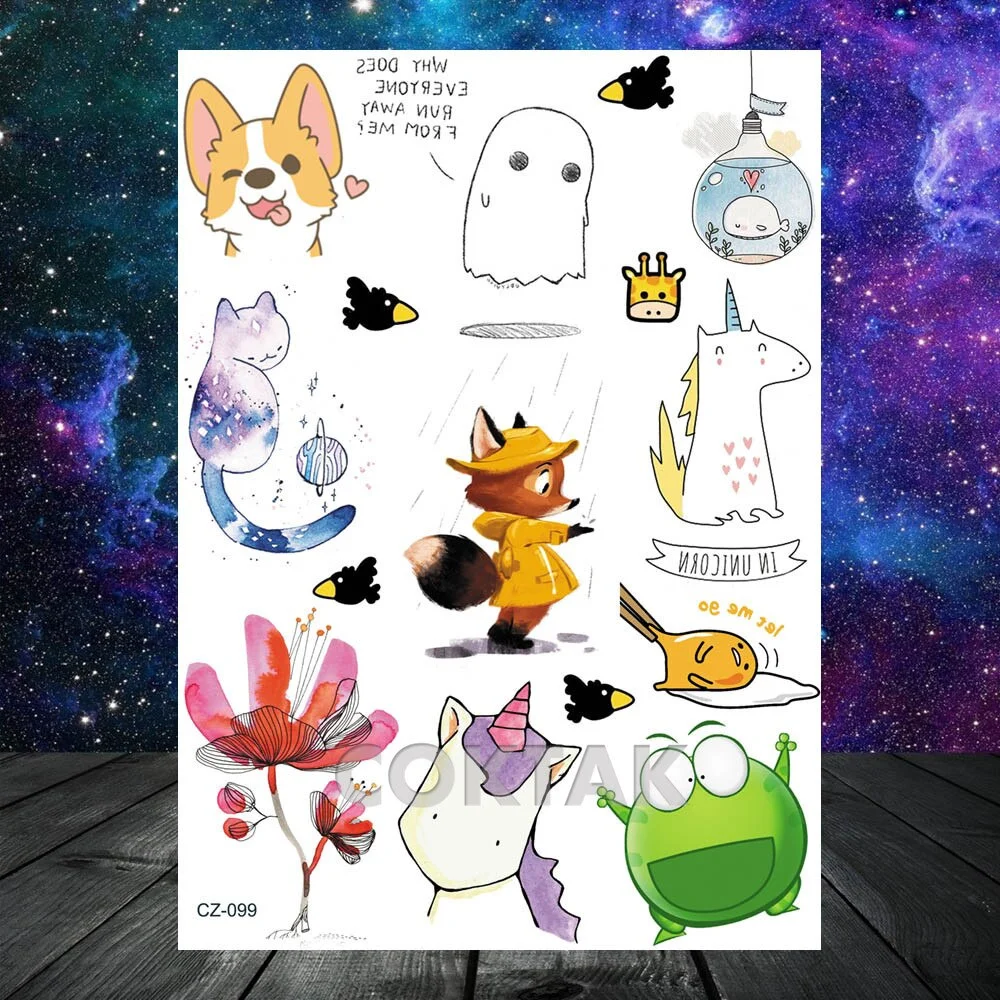 Fashion Space Temporary Tattoos For Kids Women Body Art Face Tatoos Realistic Fake Washable Geometric Flower Wolf Tattoo For Men