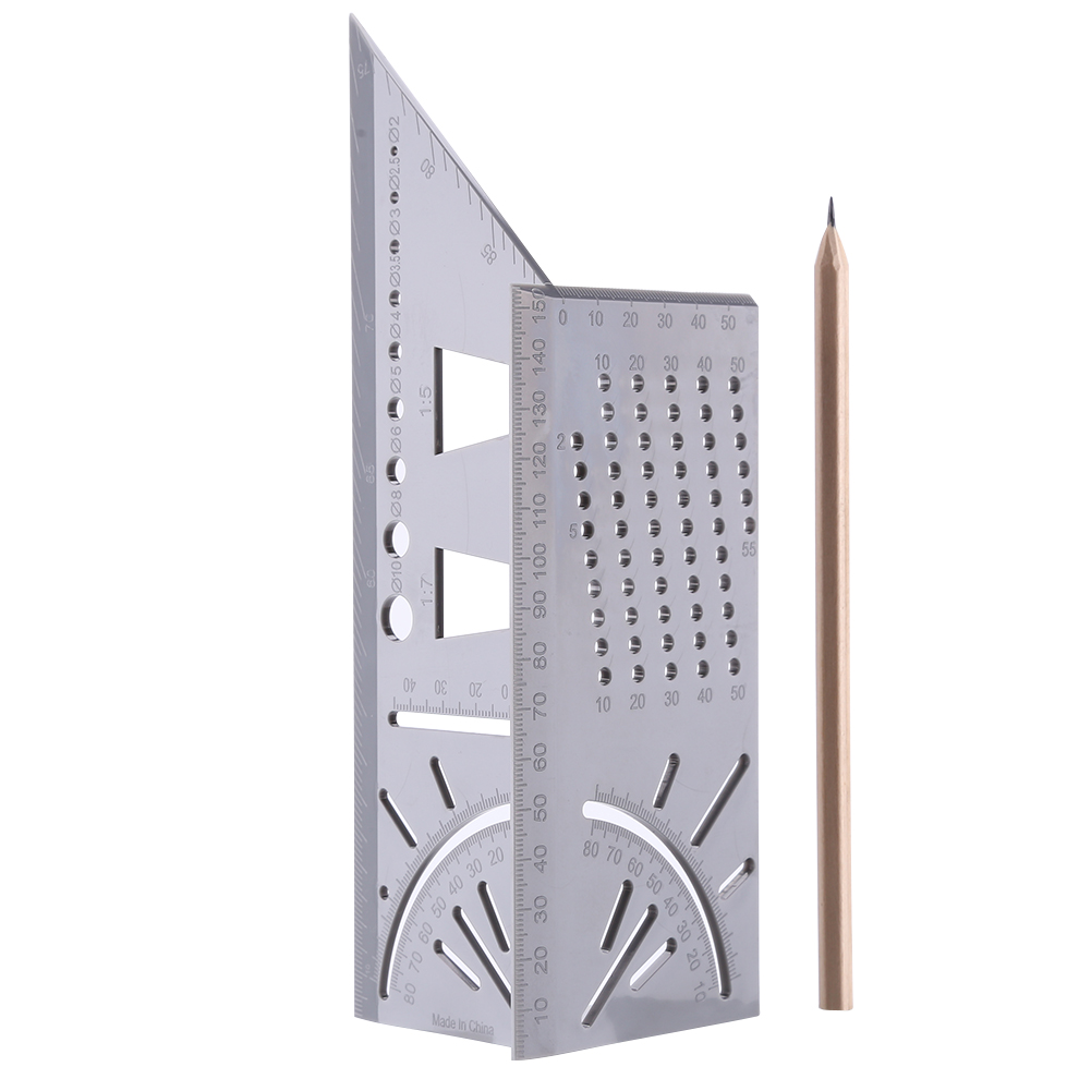 

Woodworking Scribe Ruler 3D Mitre Angle Measuring Gauge with Pen (Grey), 501 Original