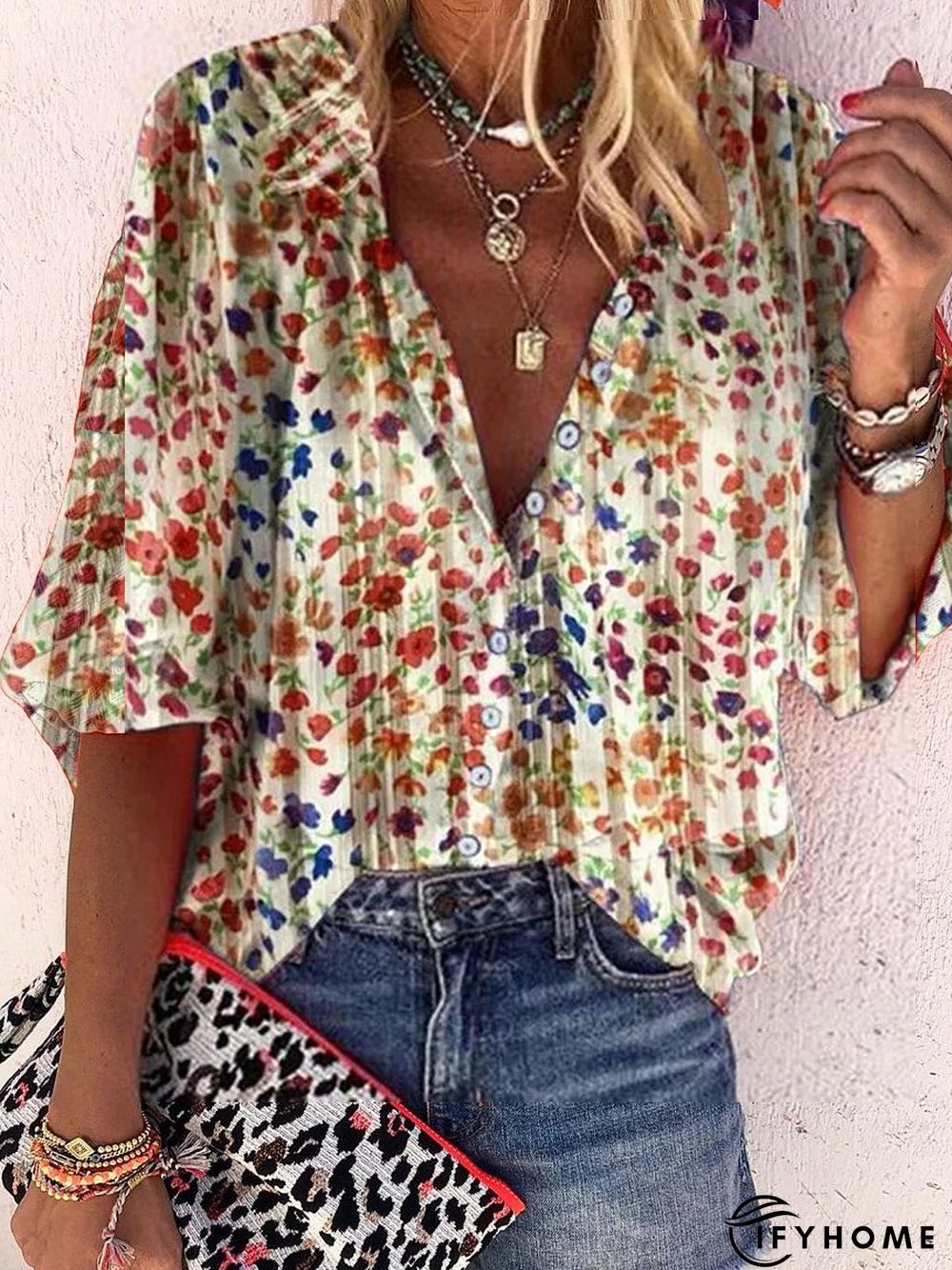 Cotton Shift Long Sleeve Blouse | IFYHOME