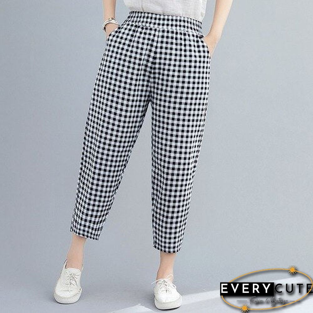 Women Summer Vintage Spliced Loose Harem Pants main image 1