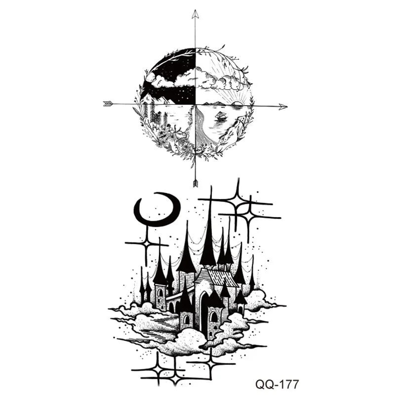 Tattoo Sticker Clock Skull Temporary Sleeve Tattoo Waterproof Sexy Body Art Fashion