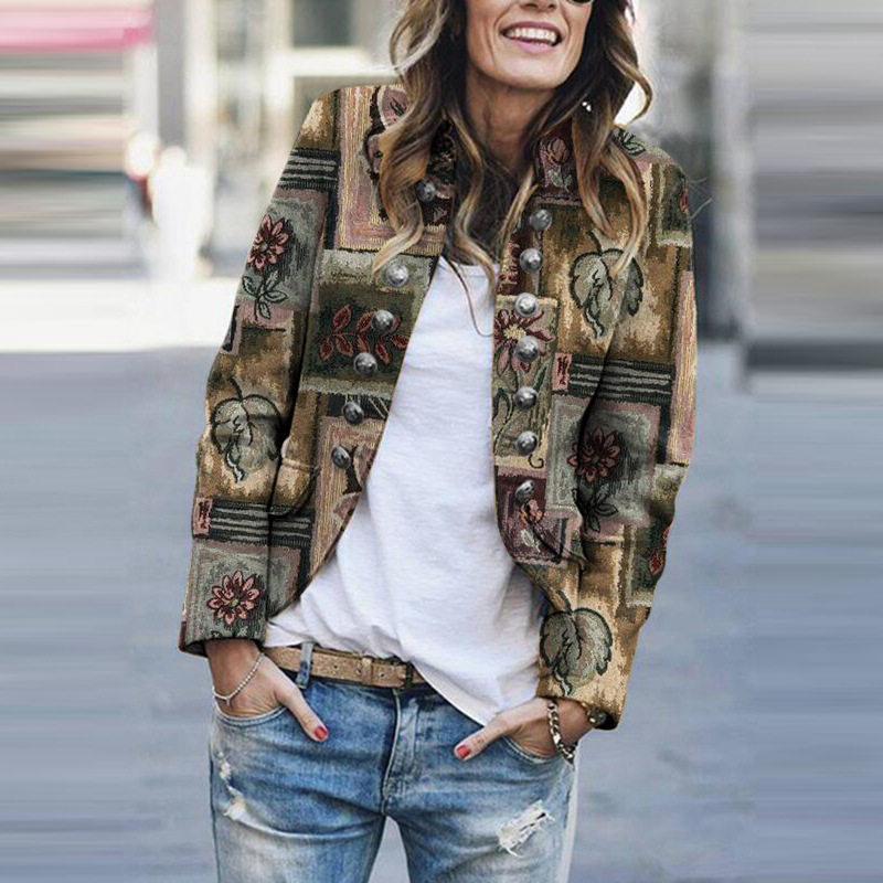 Fashion Printed Double-breasted Jacket wearshes