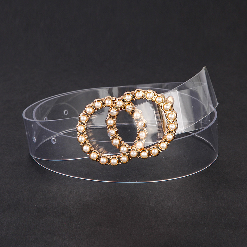 Daily White Pearl Buckle PVC Transparent Belts
