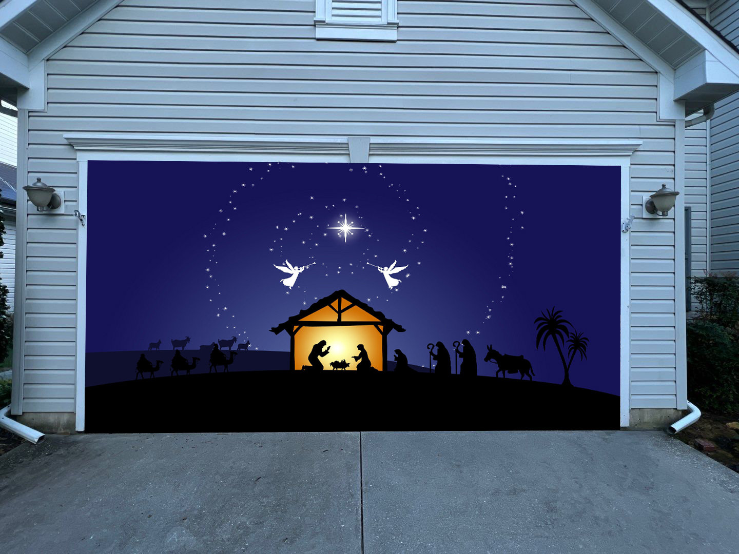 Nativity Scene O' Holy Night-Christmas Garage Door Decor Mural for ...