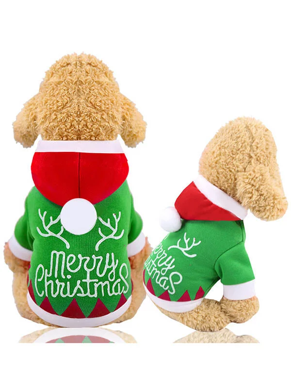 Merry Christmas Hoodie Puppy Costumes-elleschic