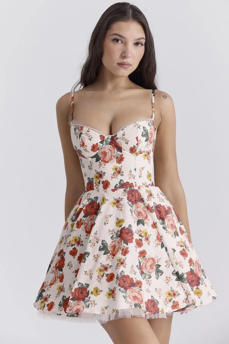 Brownm Women's Summer New Sexy Sling Wrapped Breast Fluffy Dress High-End Temperament Mesh Lined Dress