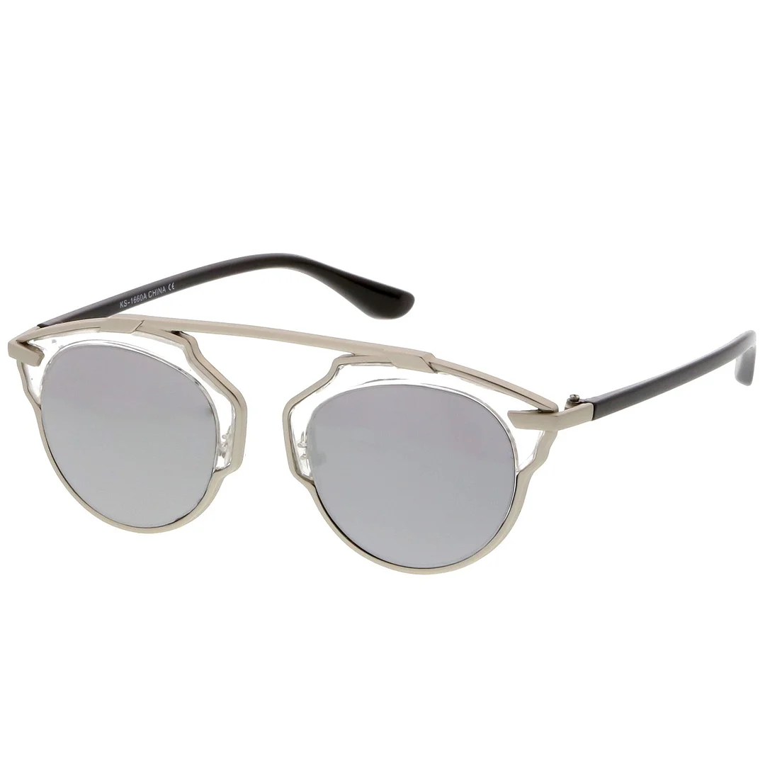 Modern Metal Crossbar Round Lens Pantos Aviator glasses 48mm