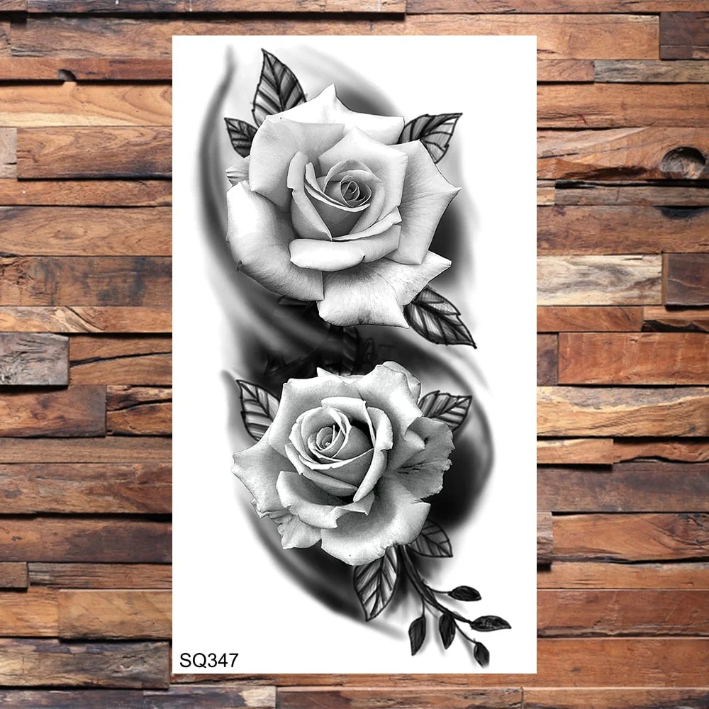 Small Forest Pine Tree Temporary Tattoos For Women Men Realistic Whale Mountain Sea Wave Fake Tattoo Sticker Arm Body Tatoos