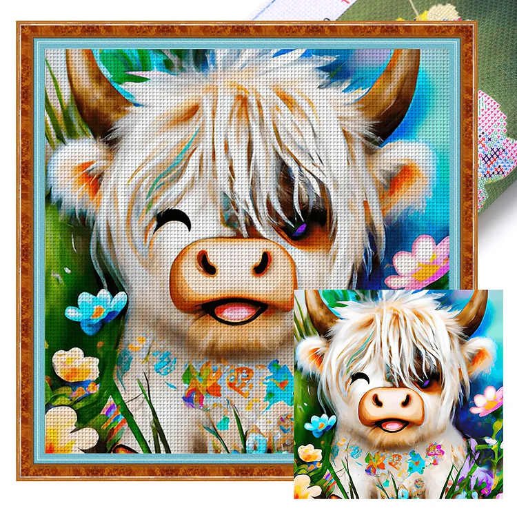 Cartoon Cow - Printed Cross Stitch 11CT 40*40CM