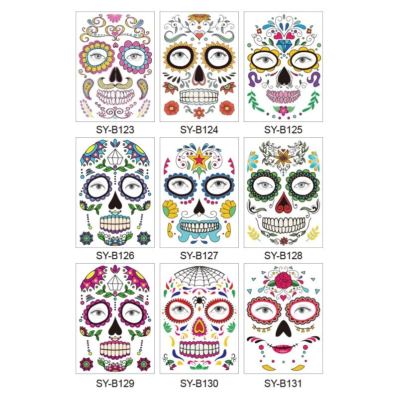 16 Kinds Halloween Temporary Face Sticker Disposable Waterproof Tattoo Sticker