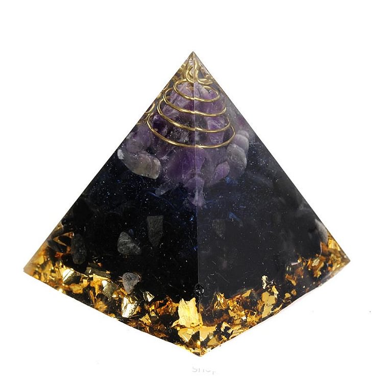 Amethyst with Black Tourmaline Orgone Pyramid
