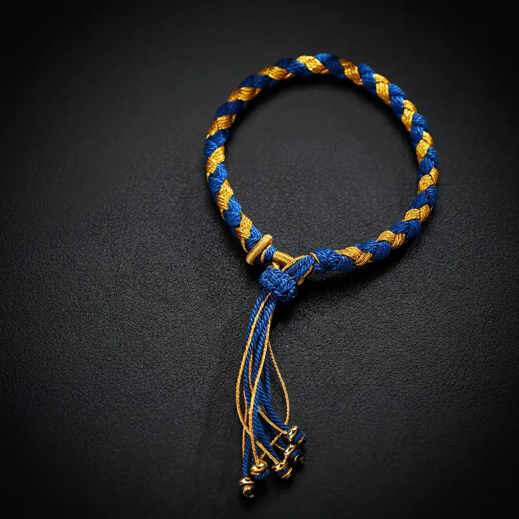 JiStones Sacred Serenity | Hand-Painted Thangka & Dragon Scale Knot Bracelet Celestial Blue & Gold