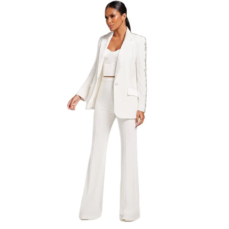 Nigikala Nigikala Fashion New Heavy Industry Nails Studded Suit Micro-Thorn Trousers Set Two Sets