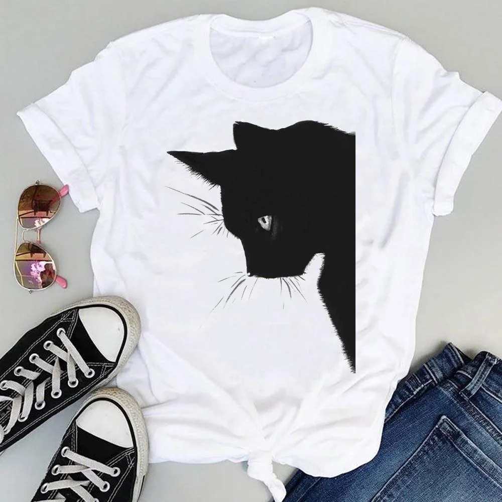 Women Cartoon Watercolor Paw Pet Dog Cute Fashion Print Graphic Summer Short Sleeve Female Clothes Tops Tees Tshirt T-Shirt