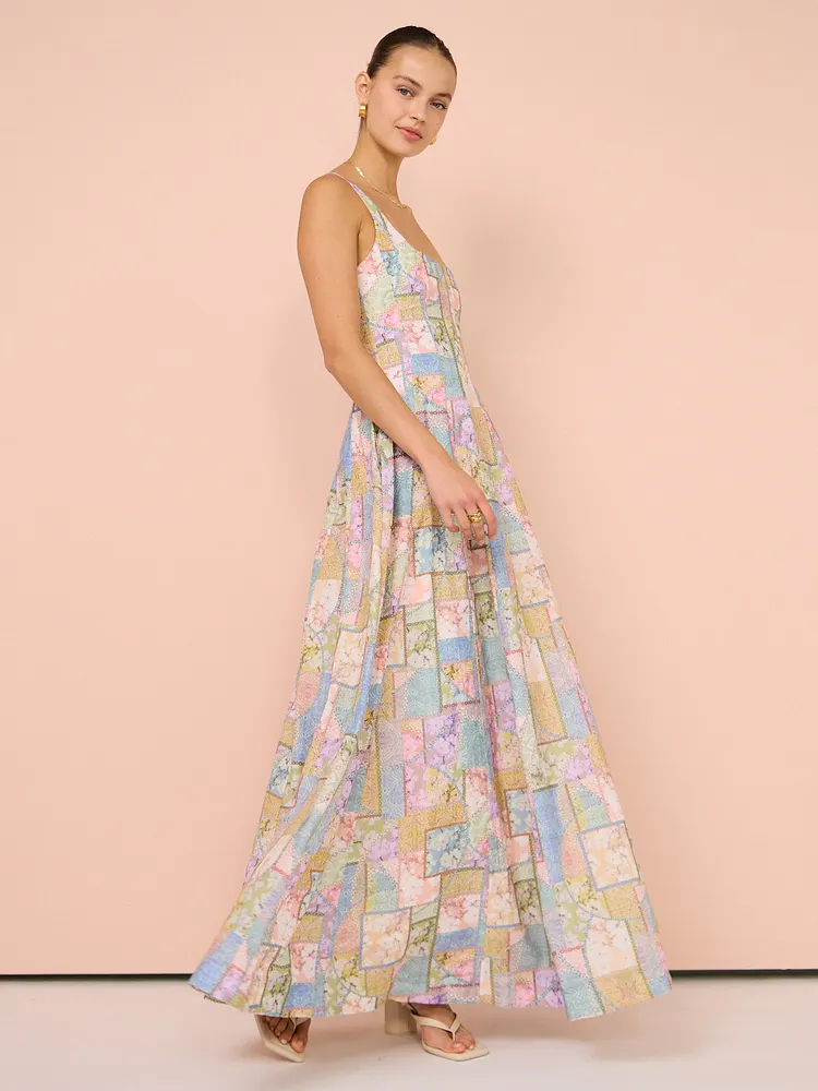 aqua blu claudette dress AQUA BLU Claudette Dress in Amaryllis Print || Size