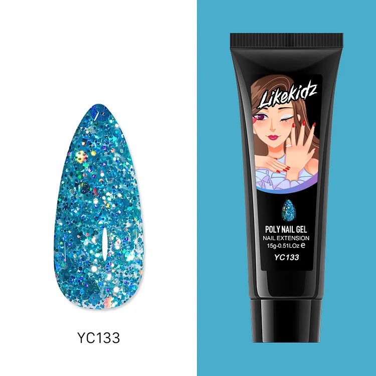 Poly Nail Gel - Blue Sequins