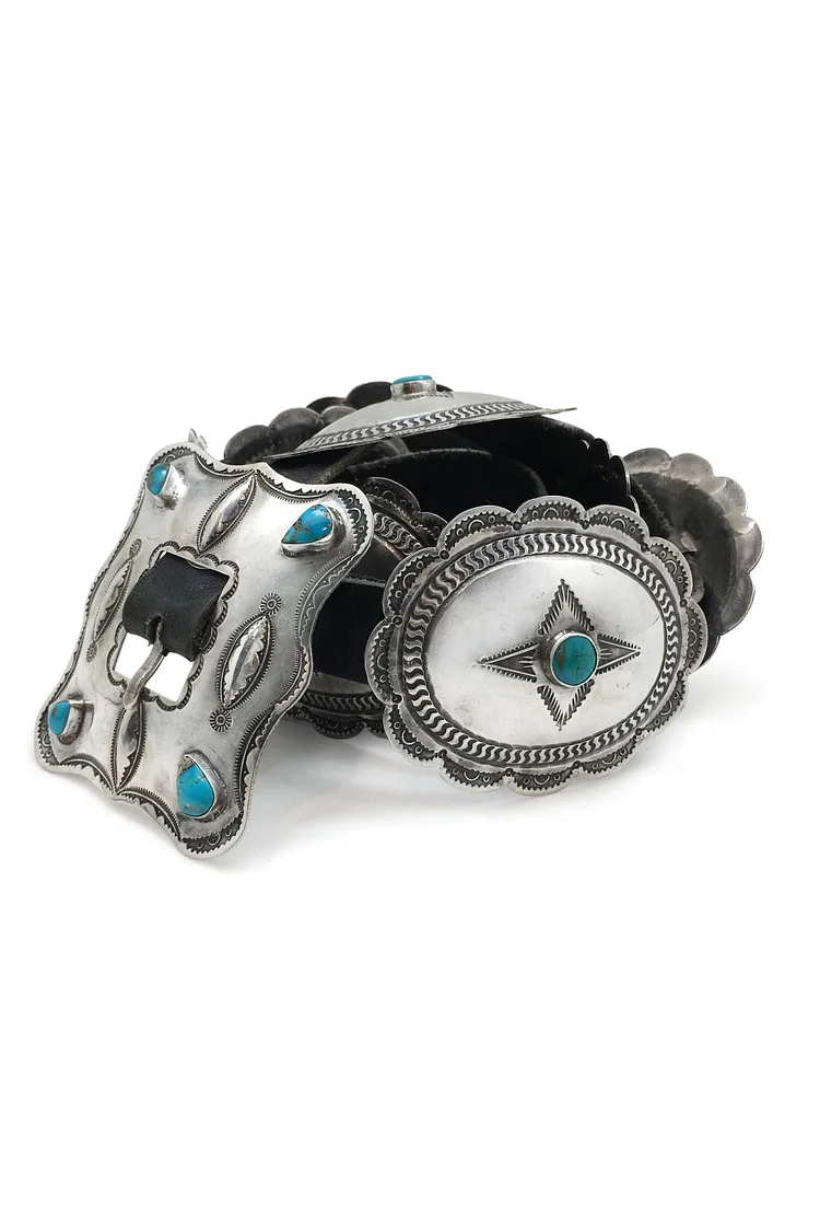 Belt, Concho, Turquoise, Vintage 50's, Toadlena, Hallmark