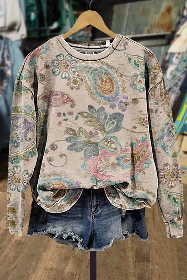 Vintage Paisley Print Sweatshirt