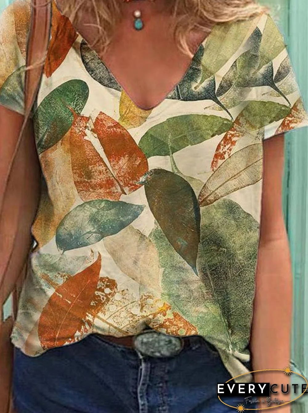 Short Sleeve Leaves T-shirt