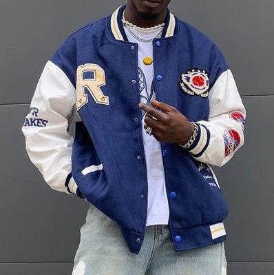 Casual Patchwork Long Sleeve Baseball Jacket