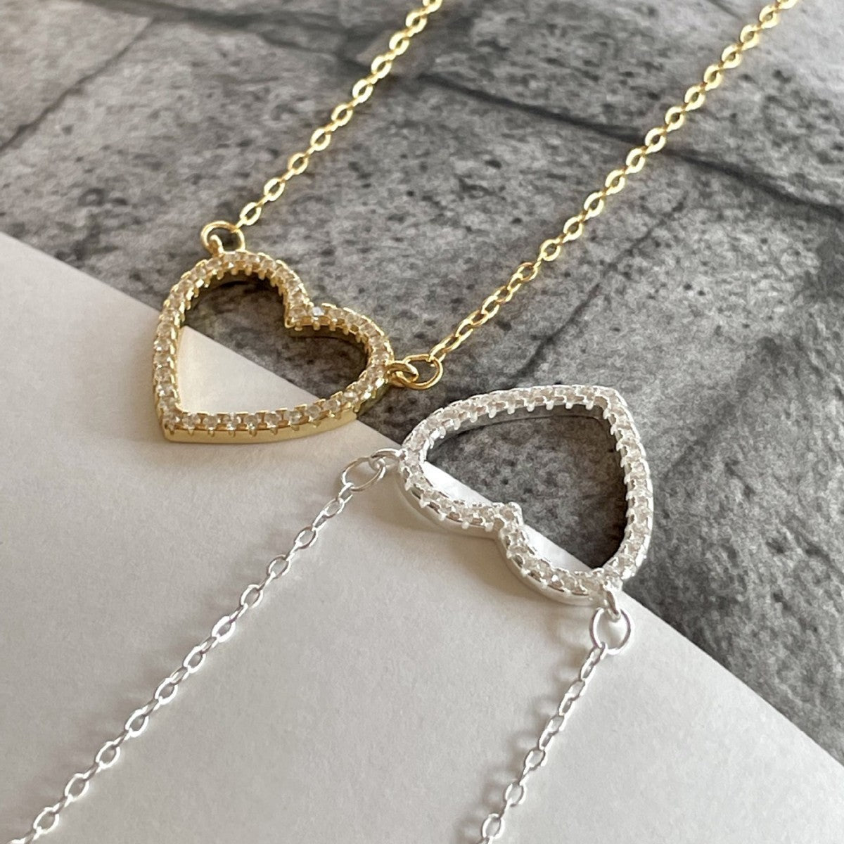 925 Sterling Silver Korean Heart Geometric Silver Electroplating Necklaces