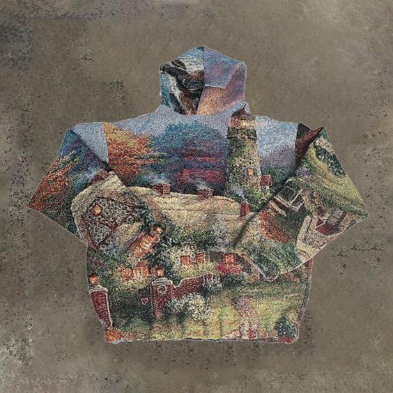Loveciss®/ Artistic Cottage Print Fashion Trendy Long-Sleeved Hoodie