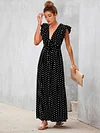 High Waist Polka Dot Maxi Dress