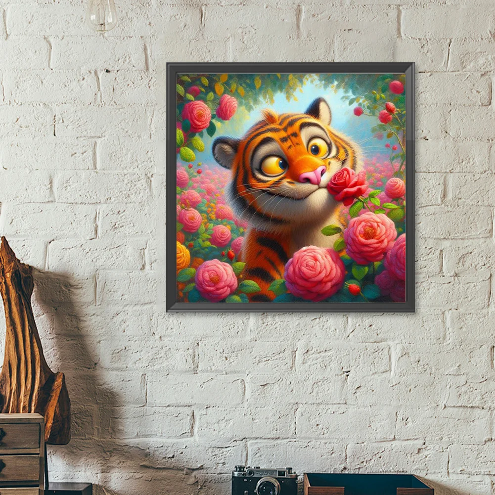 Diamond Painting - Full Round Drill - Flower Tiger(Canvas|40*40cm)