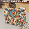 (US Local)DIY Flowers Diamond Art Wooden Coin Pouch with Chain 5D Diamond Painting Purse