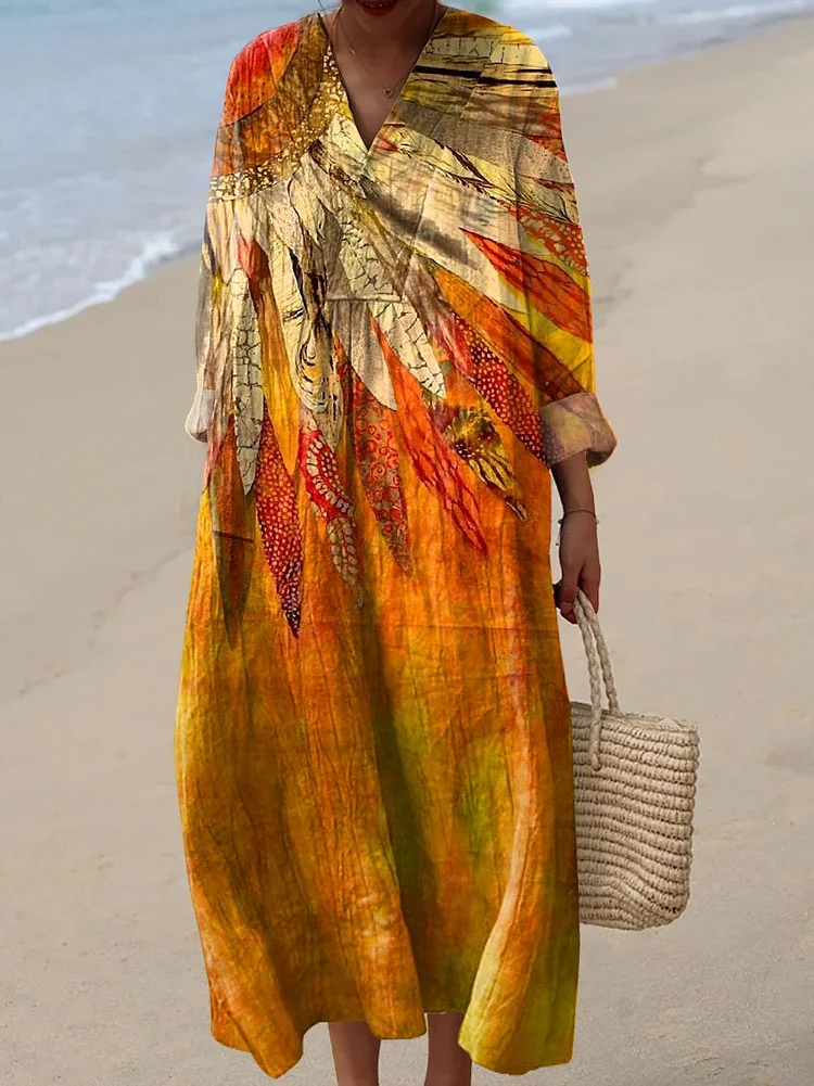 Women's Vintage Art Print Casual Dress