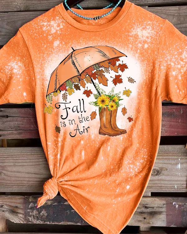 Hello Autumn T-Shirt Tee - Orange