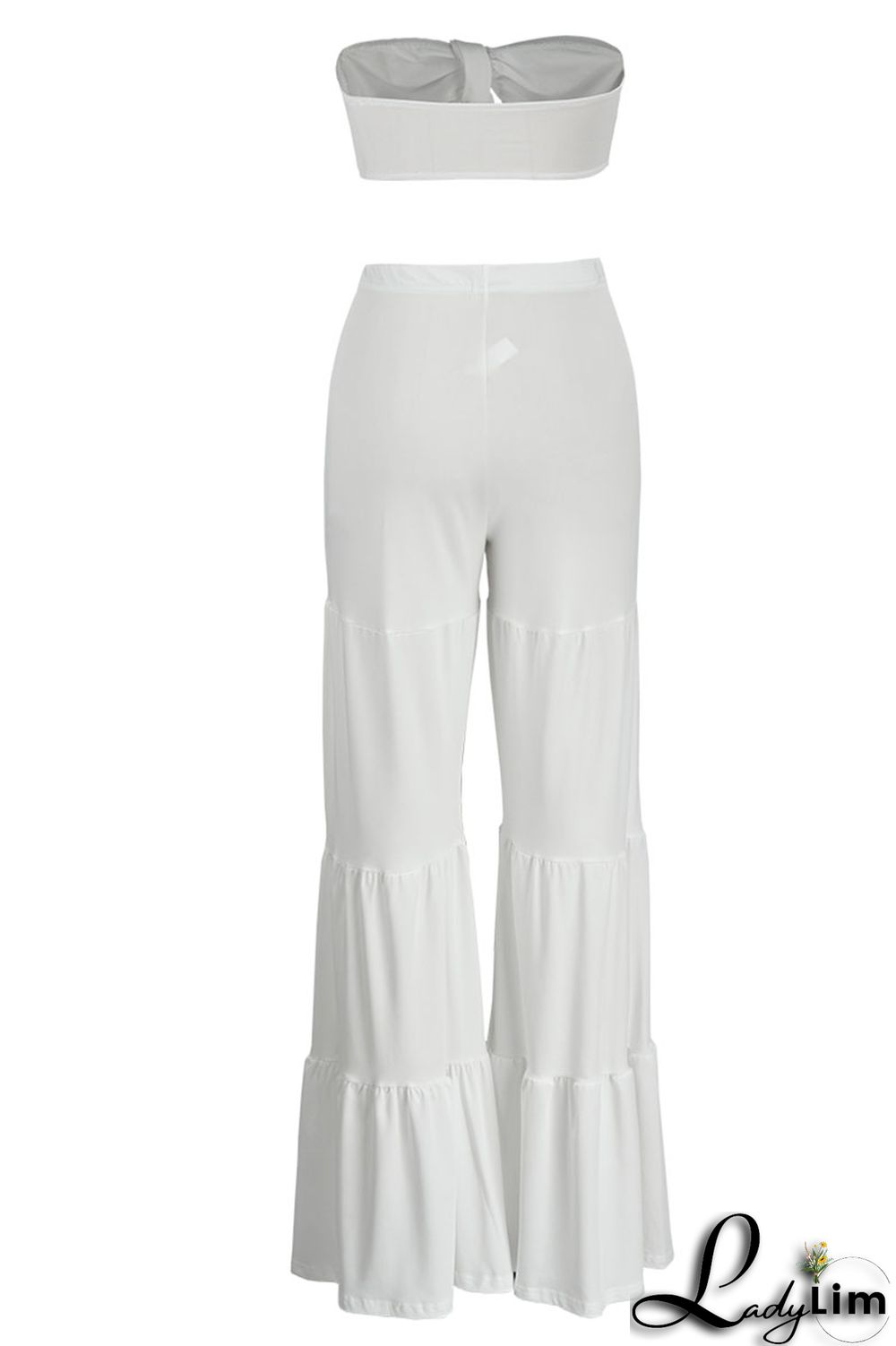 Black Sexy Solid Bandage Split Joint Fold With Bow Strapless Sleeveless Two Pieces