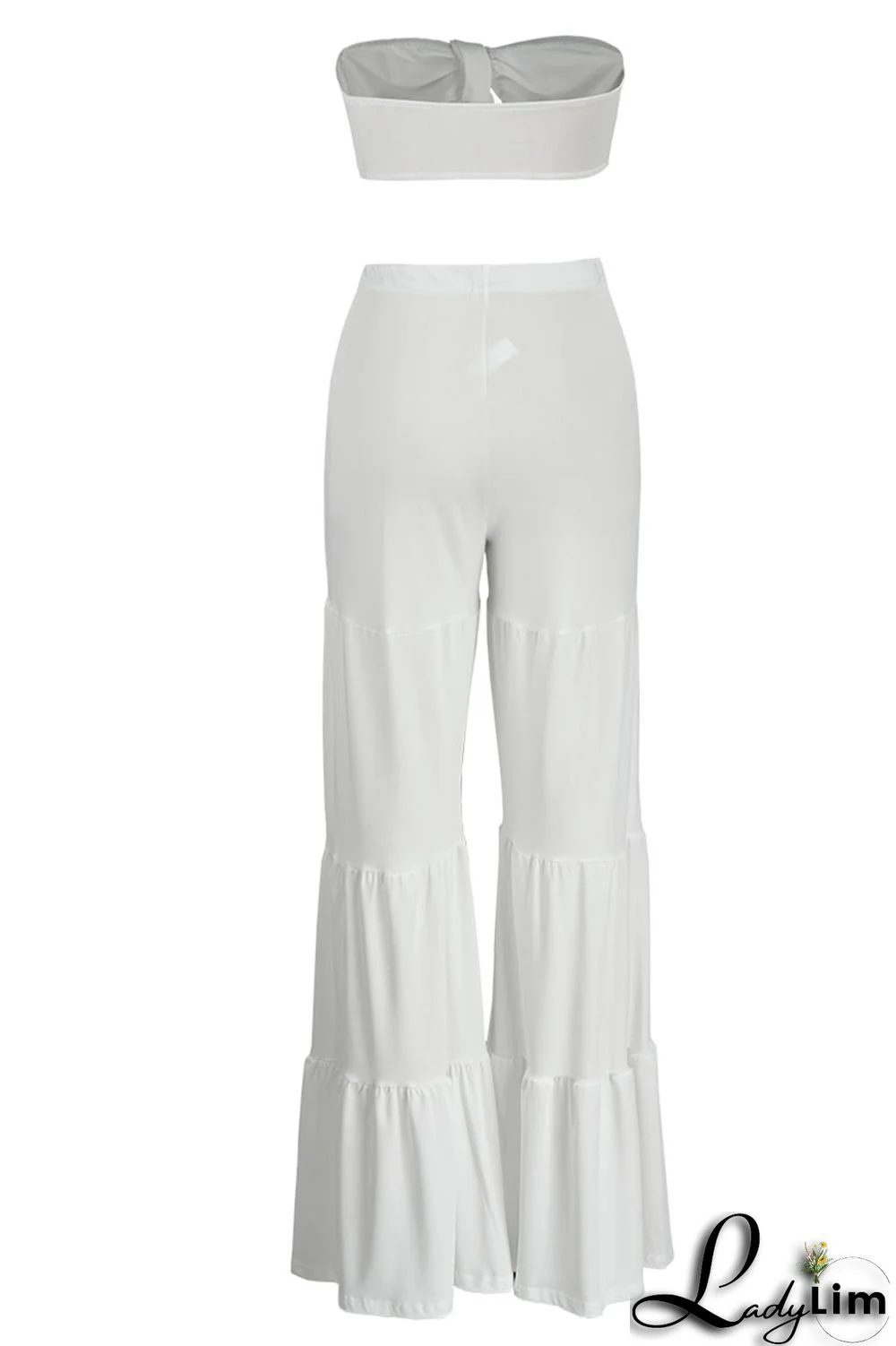 Black Sexy Solid Bandage Split Joint Fold With Bow Strapless Sleeveless Two Pieces