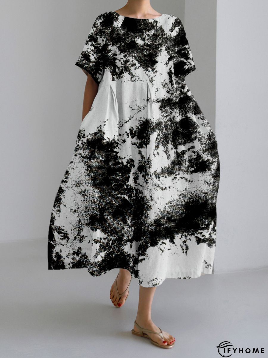 Women's Long Dress Maxi Dress Casual Dress Print Dress Floral Casual Outdoor Daily Holiday Print 3/4 Length Sleeve V Neck Dress Loose Fit Black White Dark Blue Spring Fall S M L XL XXL | IFYHOME