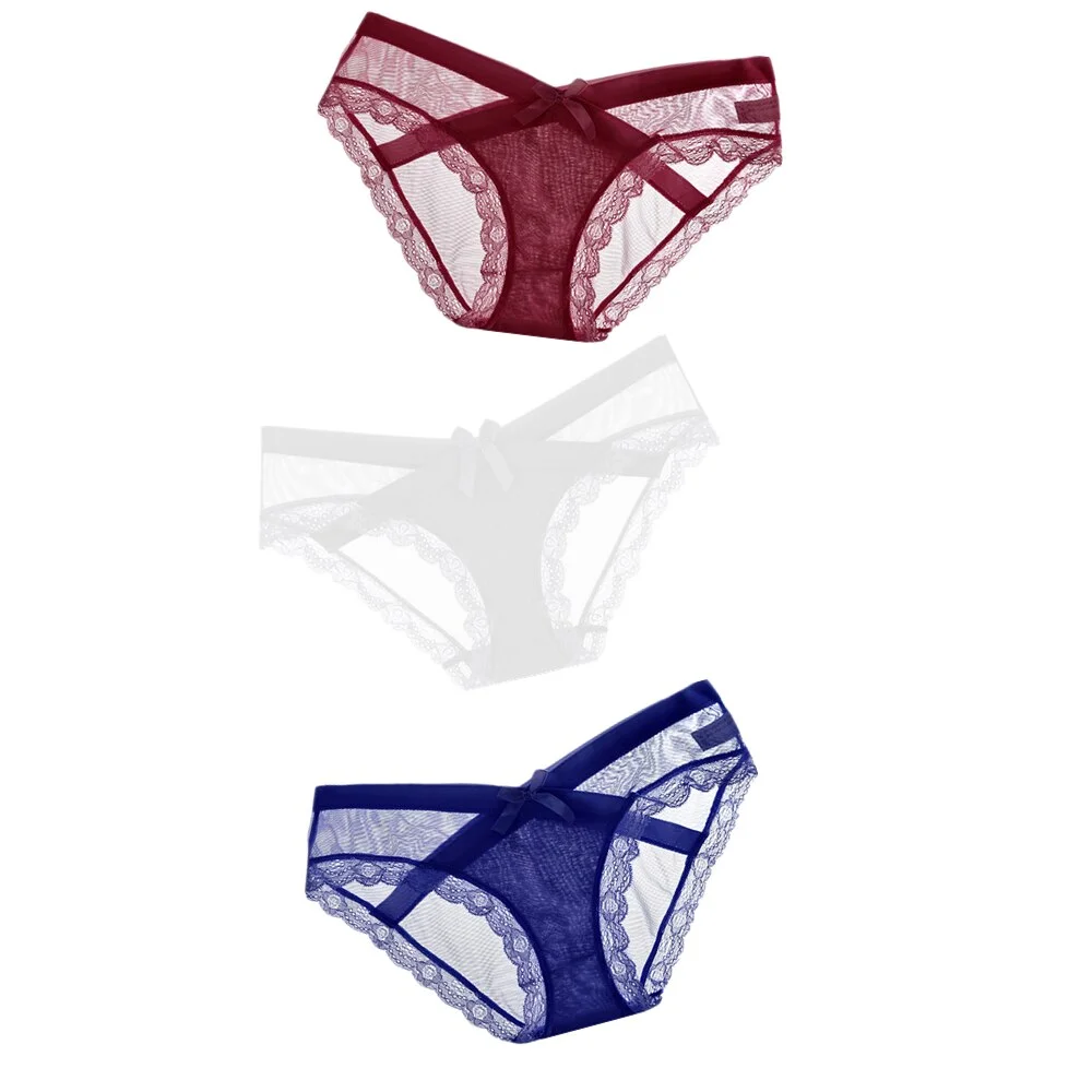 3pcs/lot Women Lace Panties Seamless Panty Breathable Briefs For Women Hollow Out Low Waist Transparent Underwear Intimates Hot