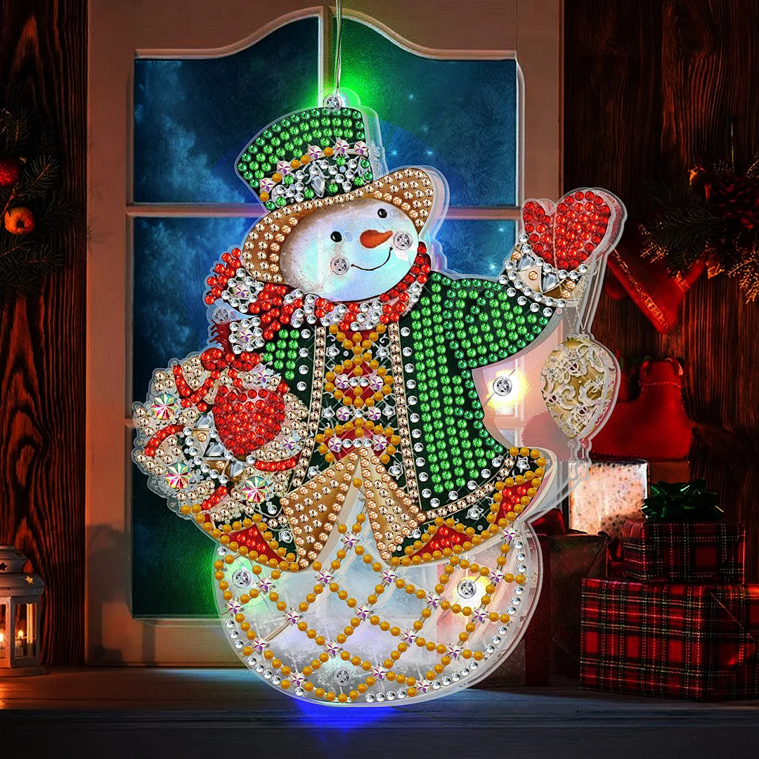 5D Christmas Diamond Painting Hanging Light Festive Rhinestone Lamp Pendant