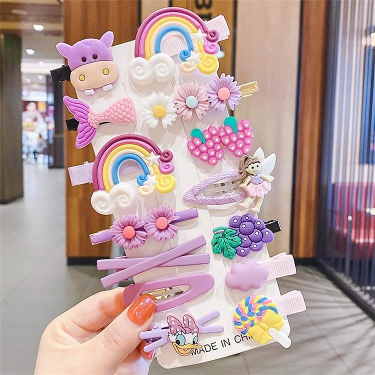 14Pcs Little Girls Princess Hairpins, Sweet Style Baby Animal/Flower Decoration Bangs Clip Set Lovely Children Hair Accessories