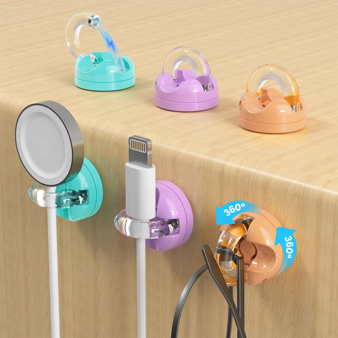 360&deg; rotating cable organizer, magnetic opening and closing charging cable hook, a must-have for kitchen and bathroom cable organization.