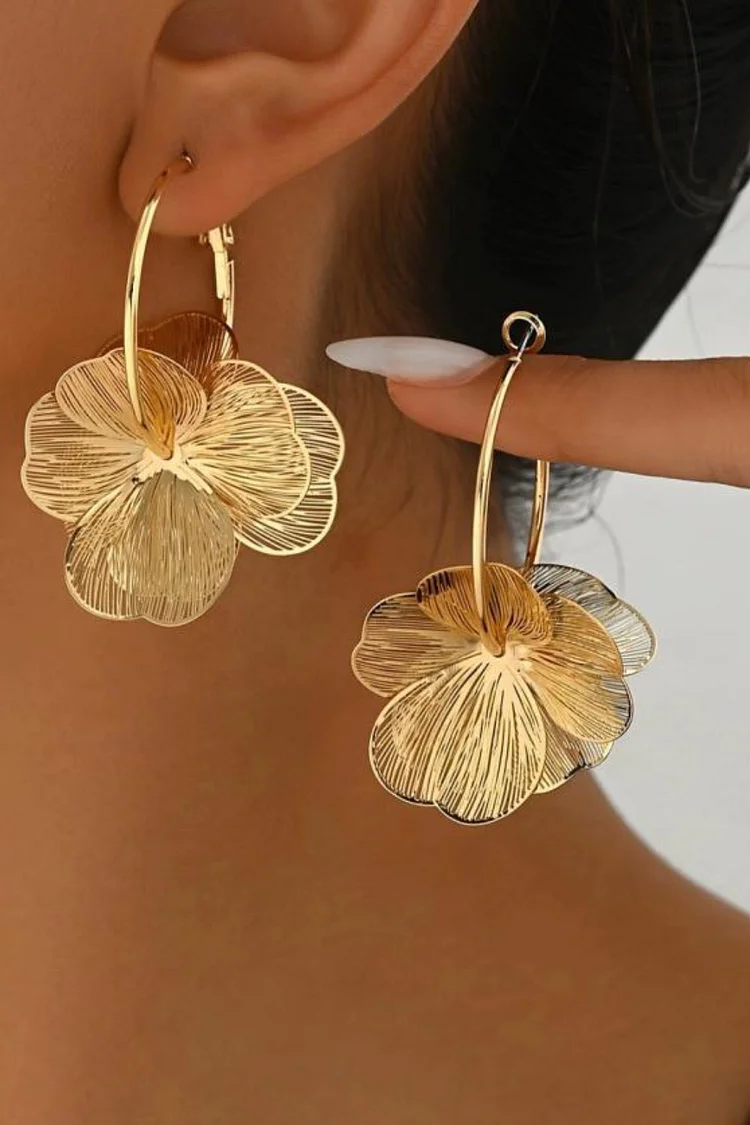 Party Layered 3D Flower Shape Dangle Earrings 2024 - Xpluswear