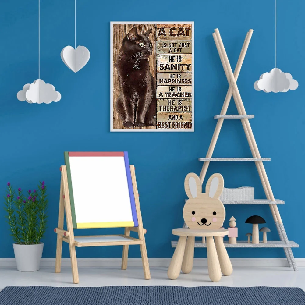 Diamond Painting - Full Round Drill - Cat Letters(30*40cm)