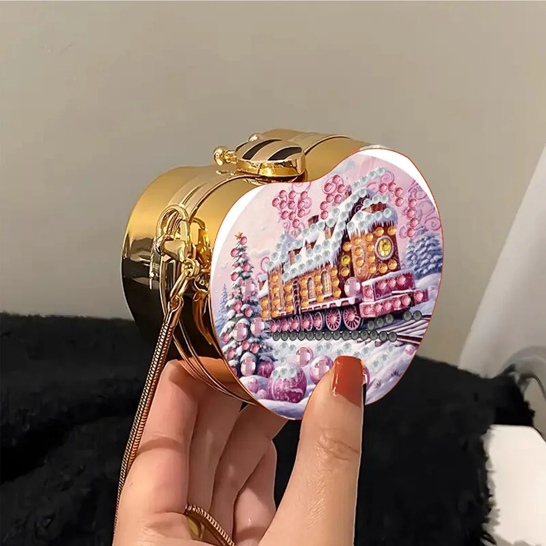 Train DIY Acrylic Love Art Diamond Painting Coin Purse with Chain for Women Girl
