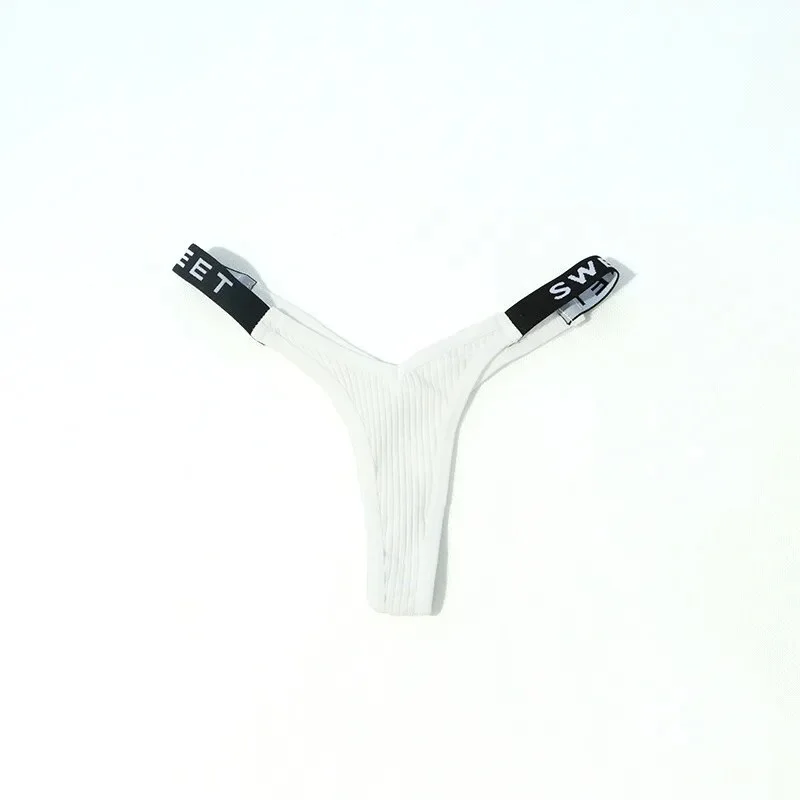 Billionm Lightweight Breathable Sexy Lingerie French Low Waist Thong Plus Size Letter Belt Simple Soft Underwear Women Panties