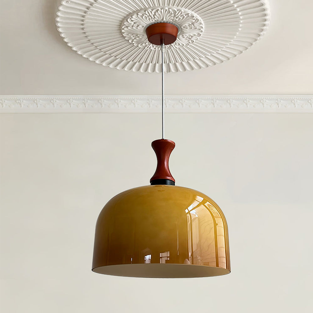 Retro Style Glass Flat Ball Design 1-Light Pendant Light