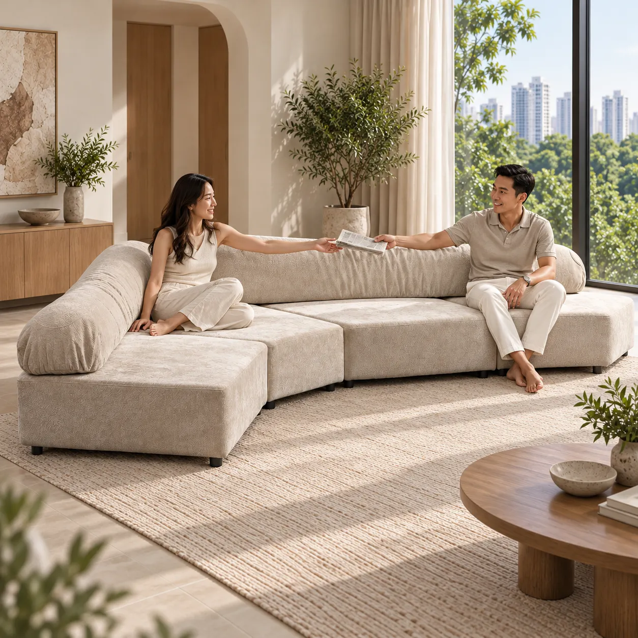 Rock Asymmetric Sectional Sofa - Ivory — Everyday living