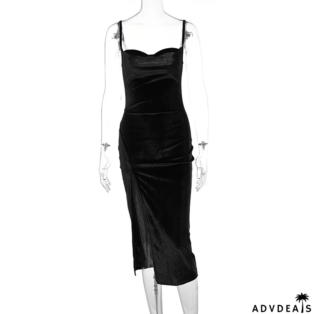 Fashion Formal Women Solid Color Sexy Elegant Maxi Dress