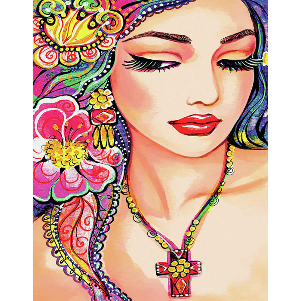 

40*50CM - Round Drill Diamond Painting - Beauty Woman, 501 Original