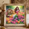 Tulip Garden Beaded Lady Special Shaped 5D DIY Partial Drill Diamond Painting Kits for Adults Beginners Home Decor Diamonds Dots Gem Art Kits Diamond Dots Paintings 11.81 X11.81inch