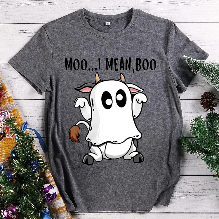 ANB -   Moo I Mean Boo Funny Cow Retro Tee-010678